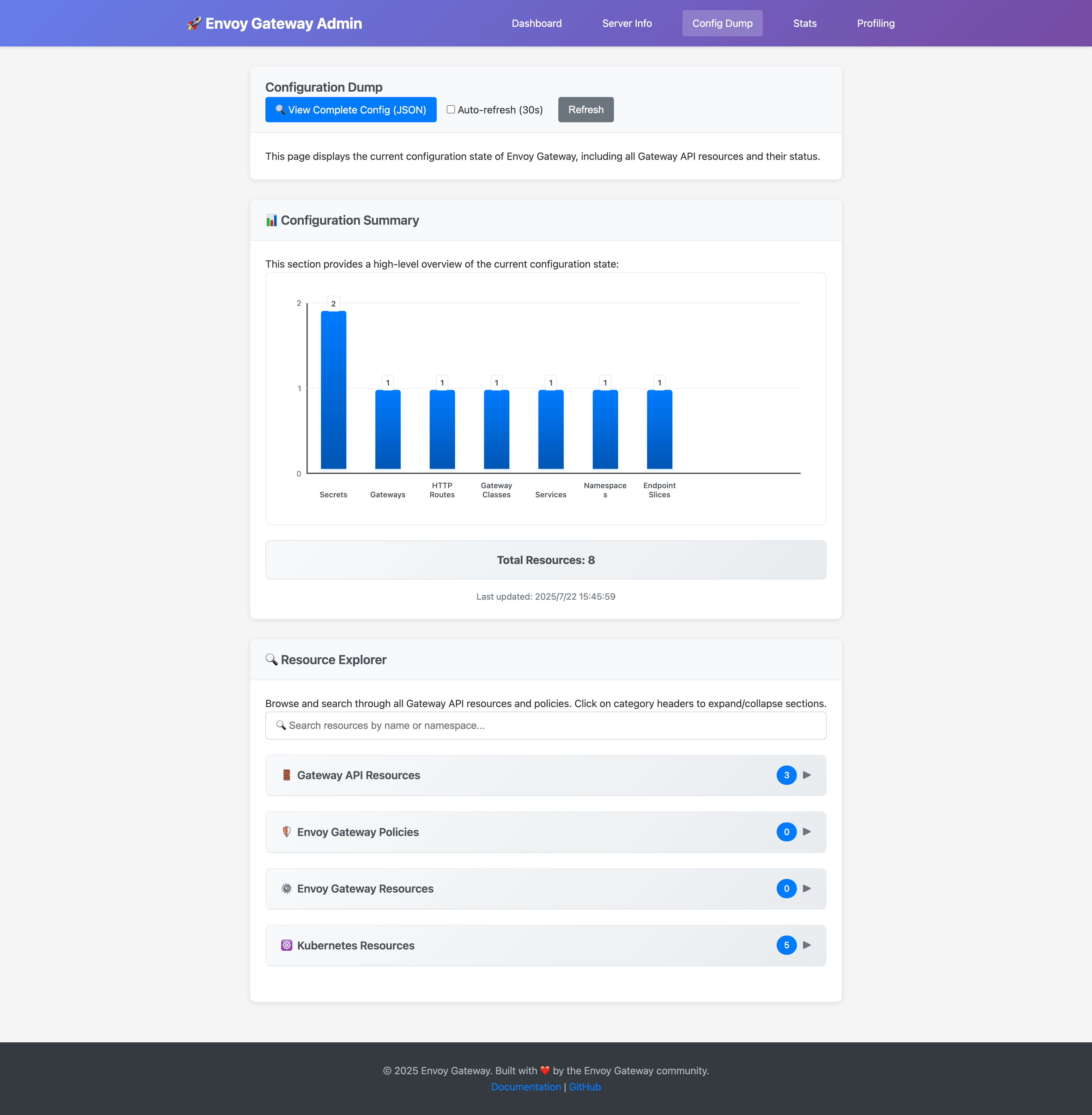 Configuration Dump Page